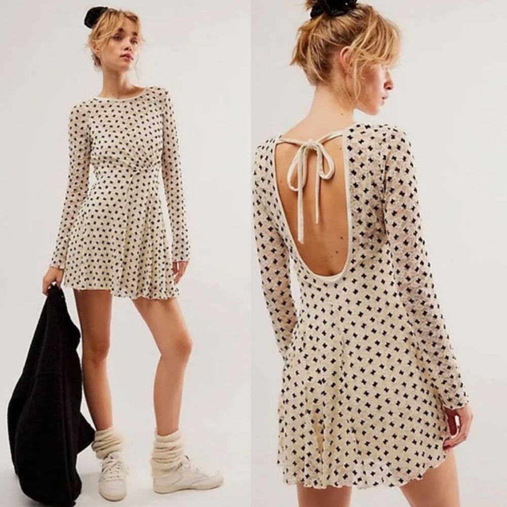 Free People Cream and Black Mini Dress
